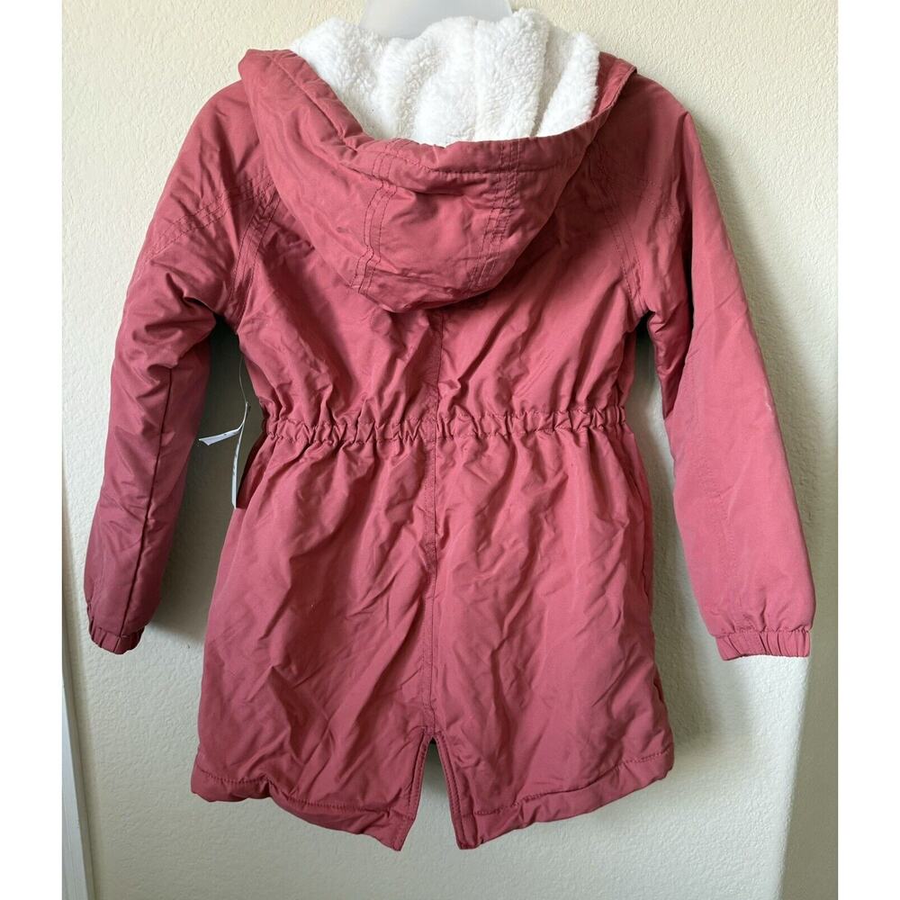Old Navy Pink Water Resistant Hooded Sherpa Lined Girls Parka Jacket Size M 8 - Picture 7 of 7